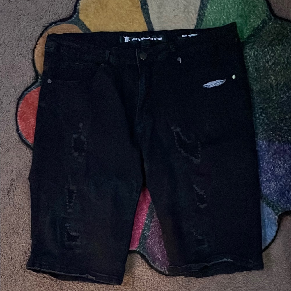 Men's Black Reckless Denim Shorts